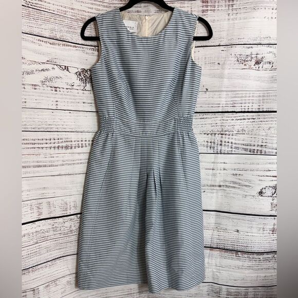 AKRIS Punto Dress Womens Size 4 Blue Striped Fit and Flare Preppy Knee length - Picture 1 of 10